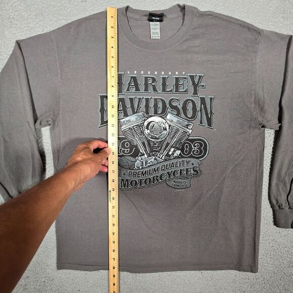Harley Davidson Shirt Mens‎ XL Gray Skull Military Graphic Tee Biker Motorcycle - Picture 8 of 13